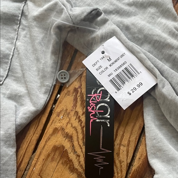 Women's Light Gray Button Down Shirt - Picture 3 of 6